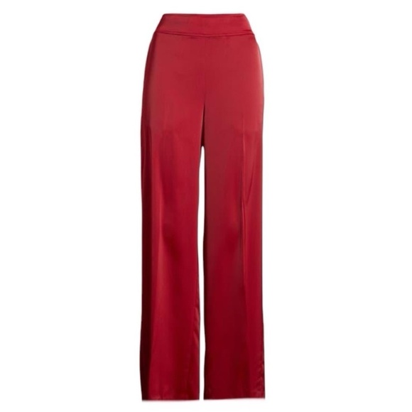 Anne Klein Satiny Wide Leg Trouser. Side Zip. Titian Red. Size 14. #603. NWT - Picture 1 of 7